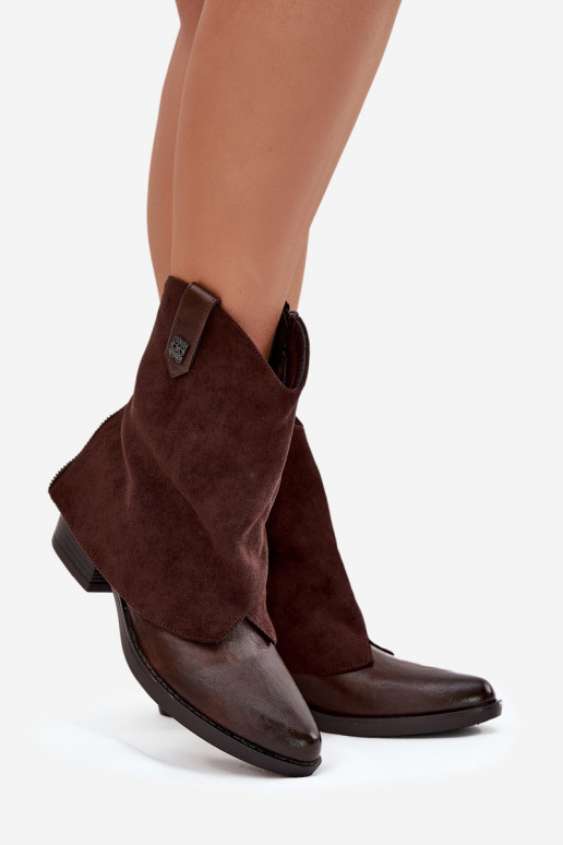 Botines cálidos de estilo cowboy con tacones en marrón chocolate Sylvette