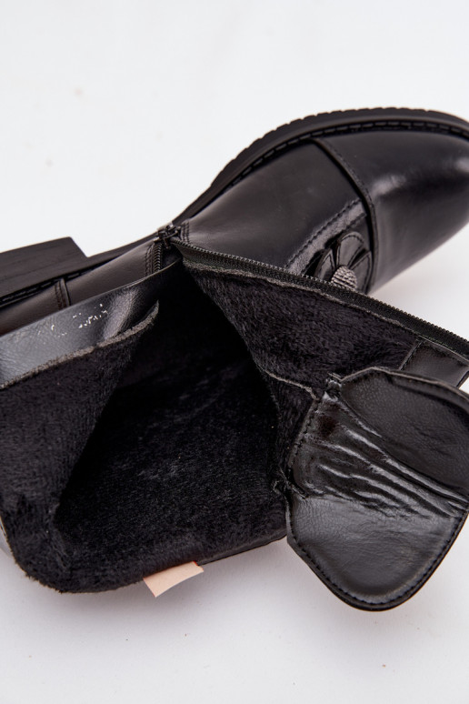 Botines cálidos para mujer con tacones anchos y motivos florales en negro Pravienne