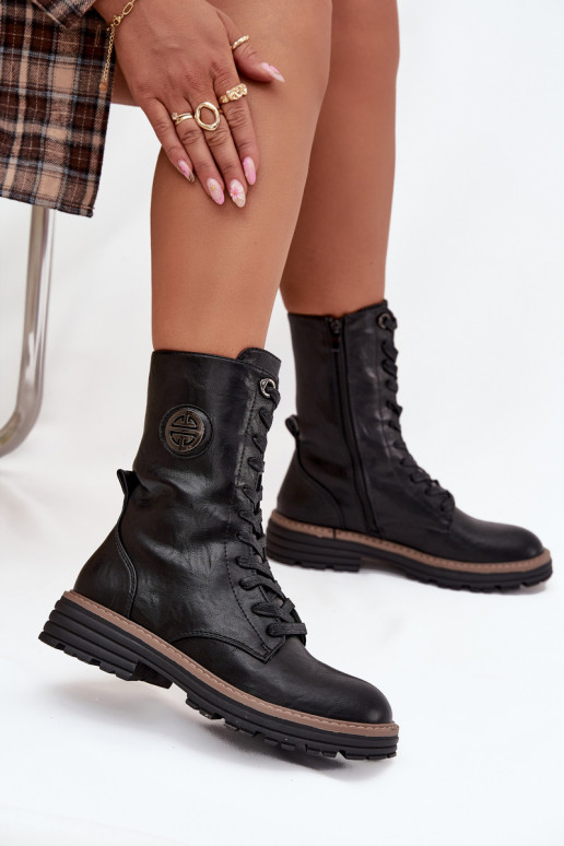 Botines cálidos para mujer con detalles decorativos en negro Dorialine