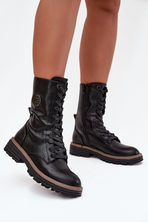 Botines cálidos para mujer con detalles decorativos en negro Dorialine