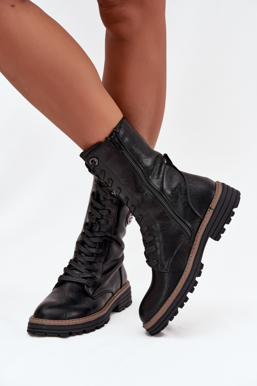 Botines cálidos para mujer con detalles decorativos en negro Dorialine