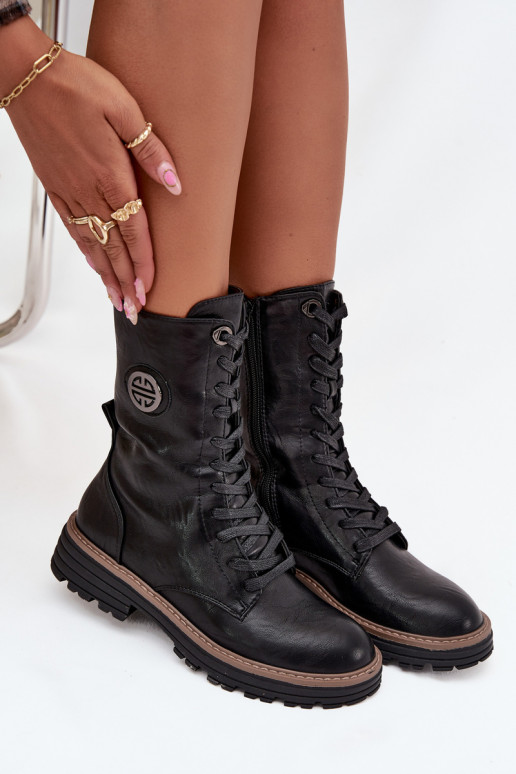 Botines cálidos para mujer con detalles decorativos en negro Dorialine