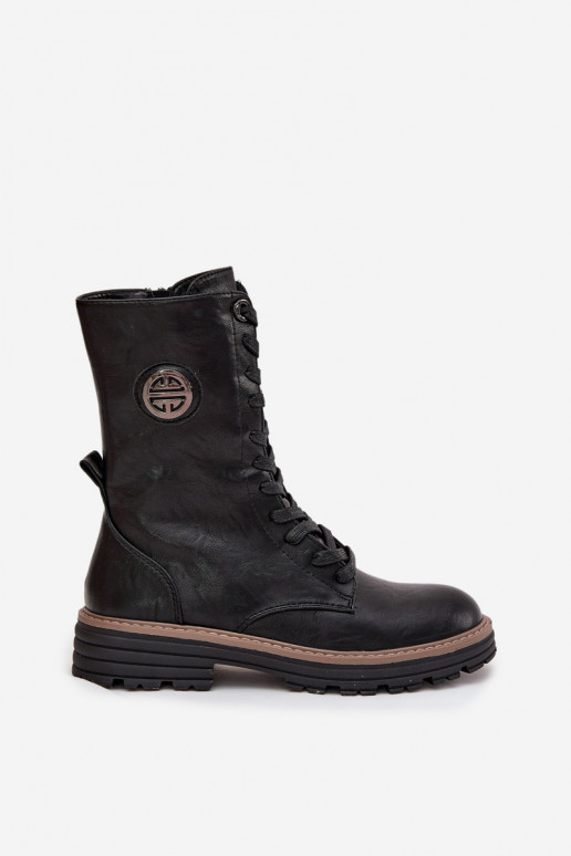Botines cálidos para mujer con detalles decorativos en negro Dorialine