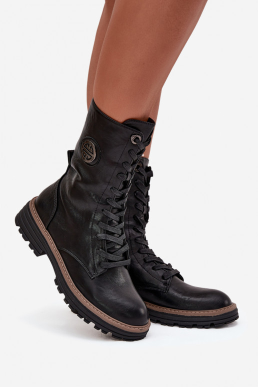 Botines cálidos para mujer con detalles decorativos en negro Dorialine