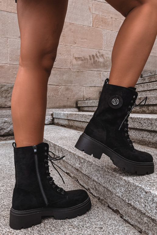 Botines negros cálidos para mujer de ante sintético Livela