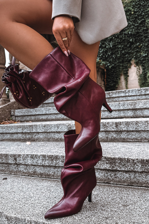 Botines slouchy con tacón burdeos Gelra