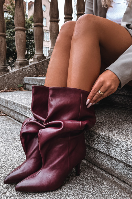 Botines slouchy con tacón burdeos Gelra