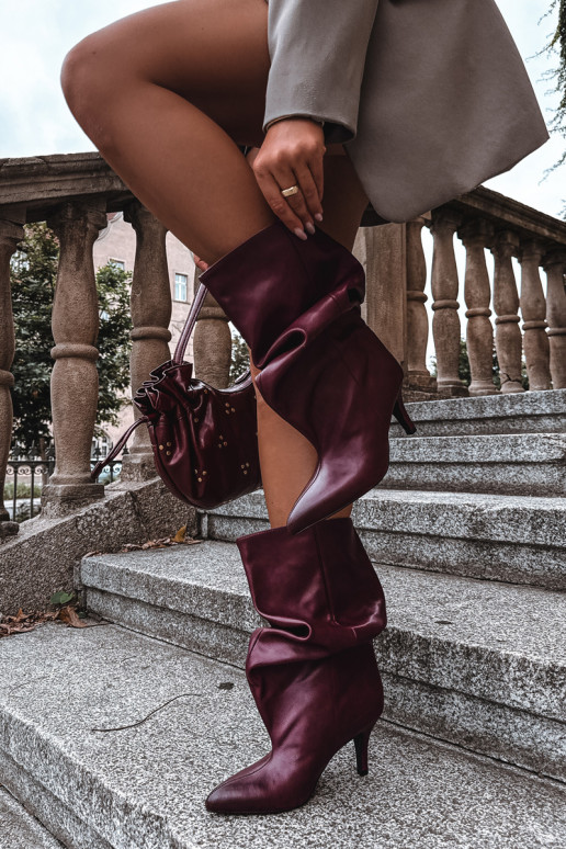 Botines slouchy con tacón burdeos Gelra