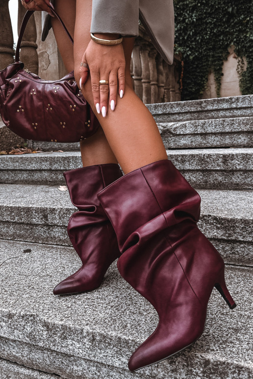 Botines slouchy con tacón burdeos Gelra