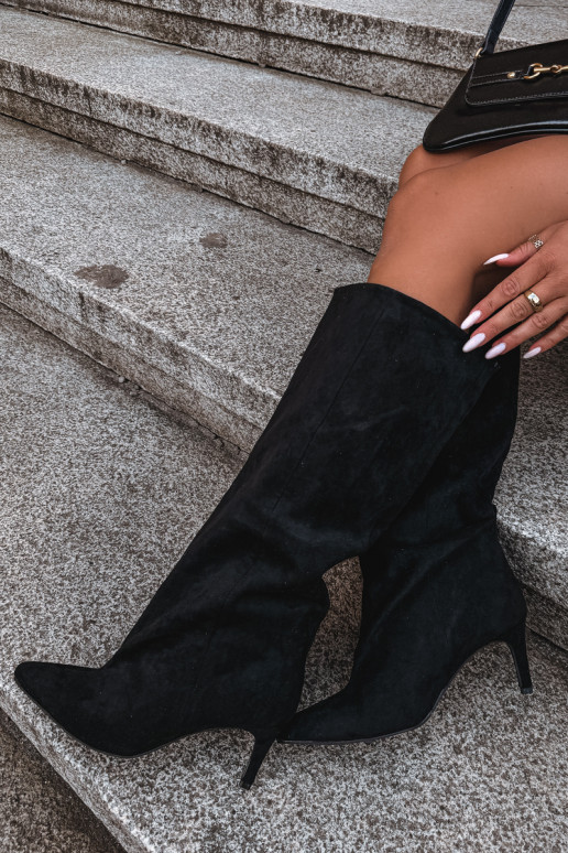 botas altas de mujer slip-on con tacones en negro Favra