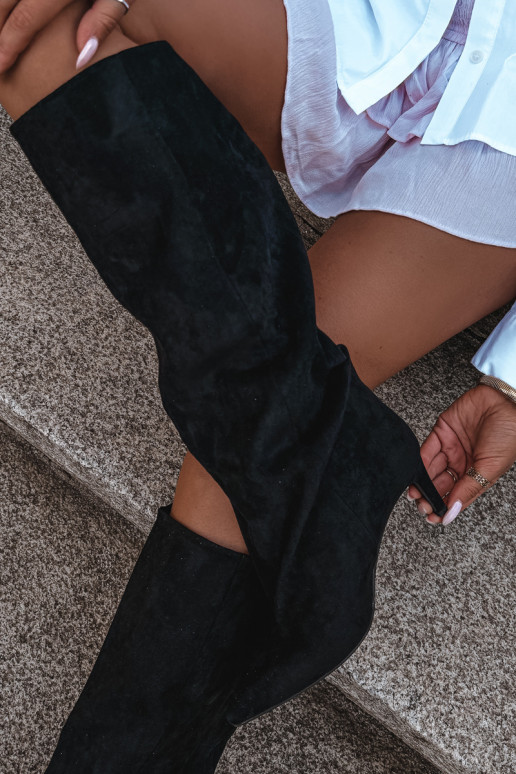 botas altas de mujer slip-on con tacones en negro Favra