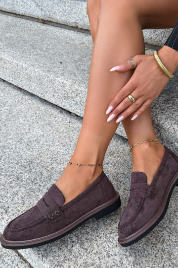 Mocasines para mujer de ante en color chocolate Vinceza 62335