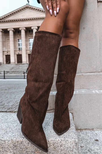 Botas altas sin cordones con tacón, puntiagudas, marrones Blenia 2