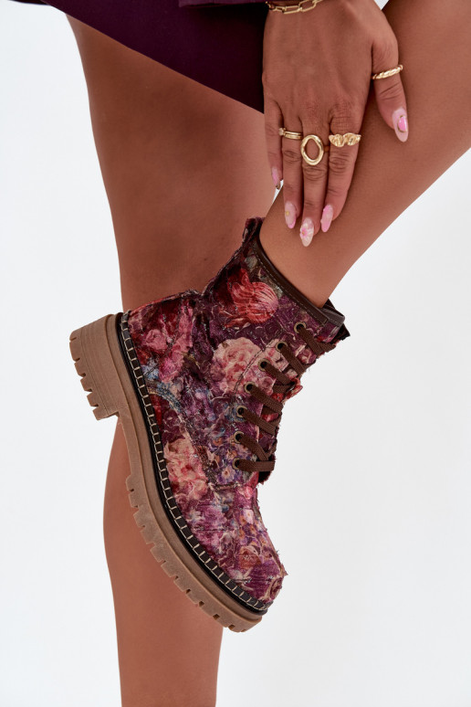 Botines de mujer estampados en burdeos Artiker 57C1055