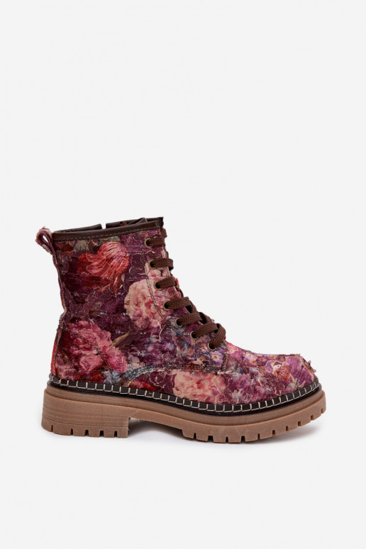 Botines de mujer estampados en burdeos Artiker 57C1055
