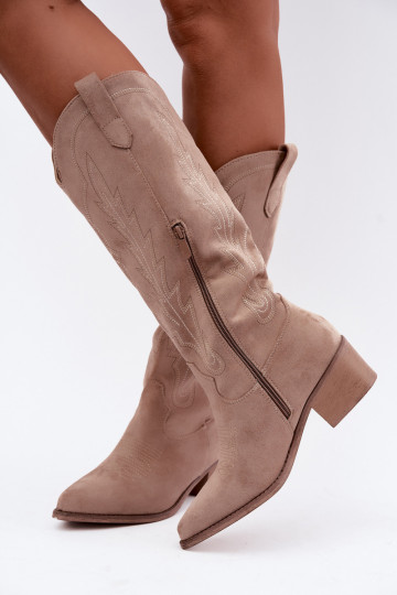 Botas largas de estilo vaquero color arena Casena