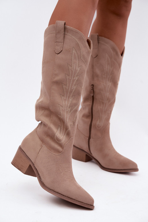 Botas largas de estilo vaquero color arena Casena
