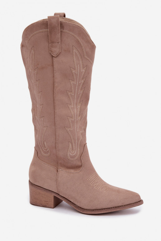 Botas largas de estilo vaquero color arena Casena