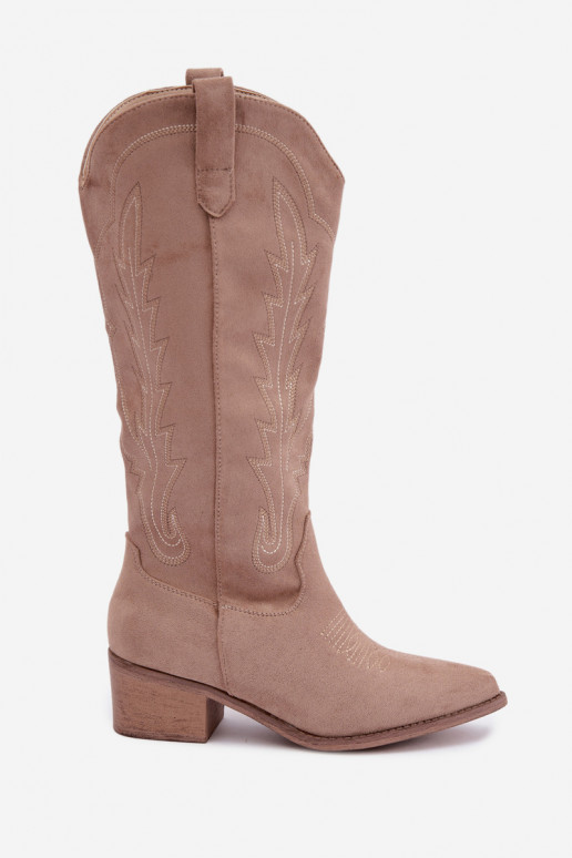 Botas largas de estilo vaquero color arena Casena