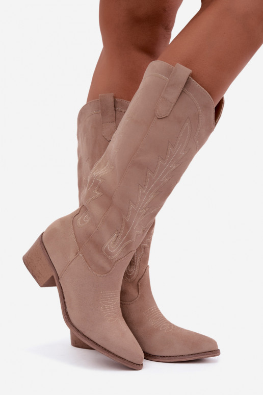 Botas largas de estilo vaquero color arena Casena