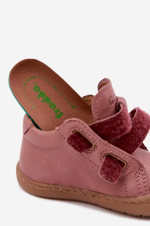 Zapatos de cuero para niños rosa oscuro Barefoot Froddo G2130328-6