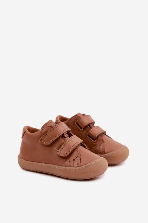 Zapatos de cuero para niños marrones Barefoot Froddo G2130328-2