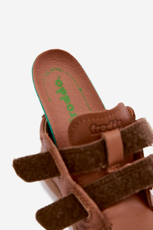 Zapatos de cuero para niños marrones Barefoot Froddo G2130328-2