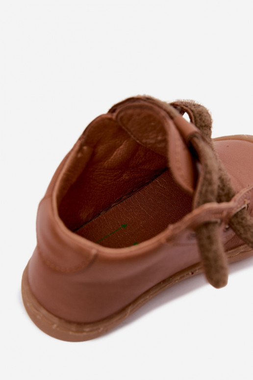 Zapatos de cuero para niños marrones Barefoot Froddo G2130328-2