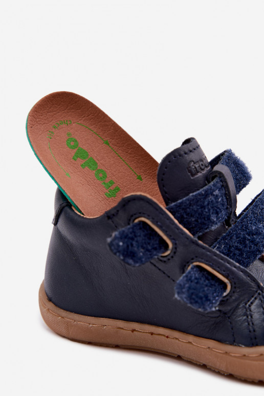 Zapatos de cuero para niños azul oscuro Barefoot Froddo G2130328
