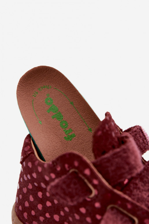 Zapatos de ante para niños burdeos Barefoot con corazones Froddo G2130328-66