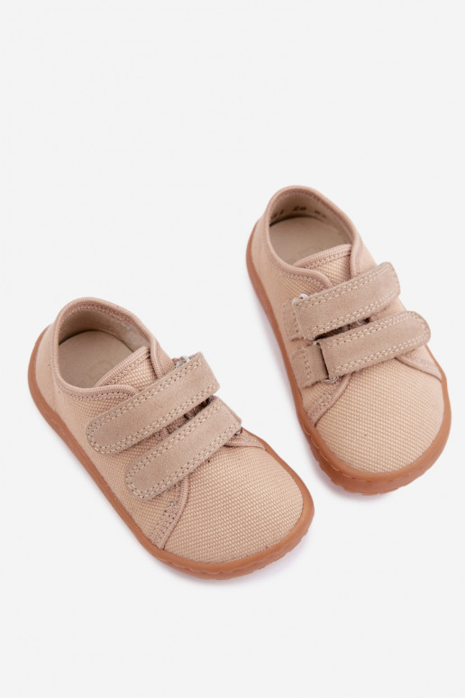 Zapatillas para niños color arena Barefoot Froddo Canvas G1700440-22