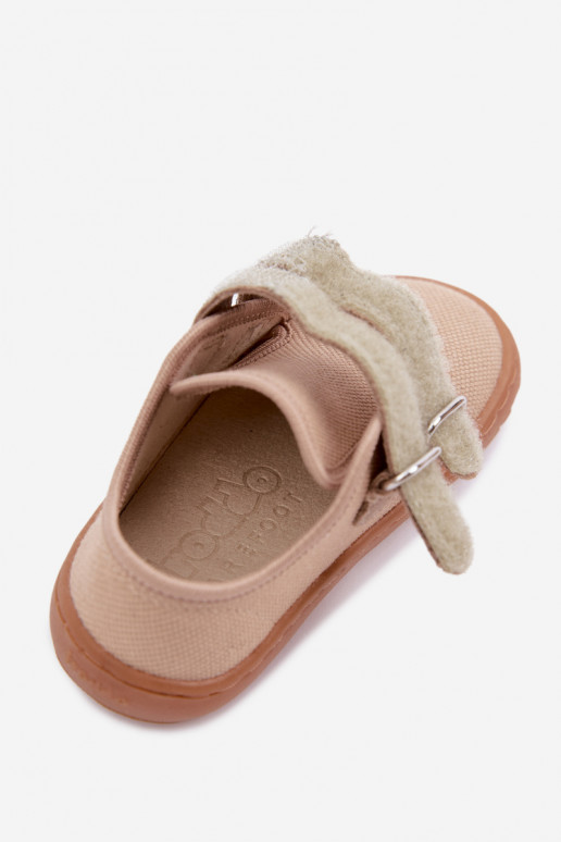 Zapatillas para niños color arena Barefoot Froddo Canvas G1700440-22