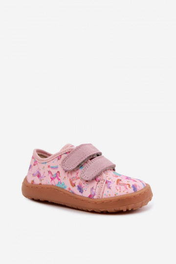Zapatillas para niños rosas Barefoot Unicornios Froddo Canvas G1700440-26