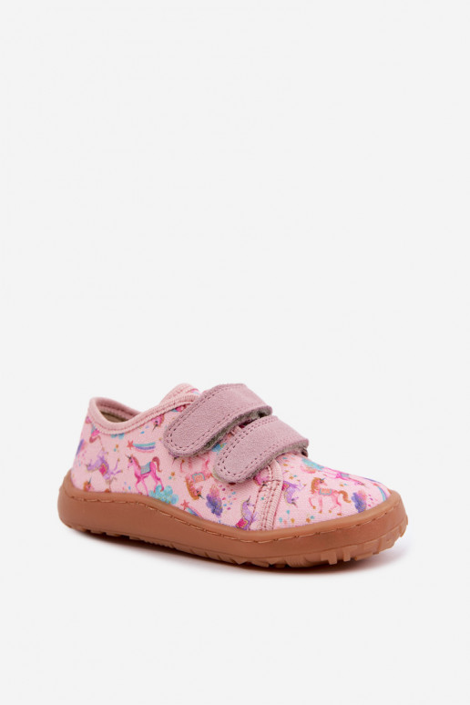 Zapatillas para niños rosas Barefoot Unicornios Froddo Canvas G1700440-26