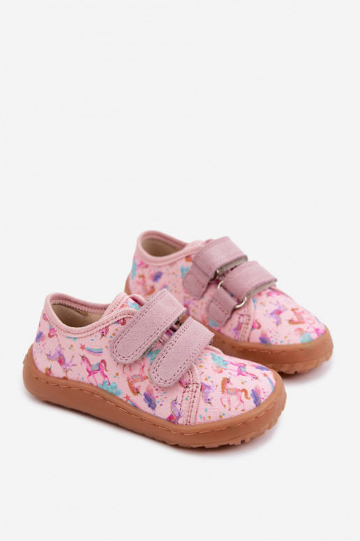 Zapatillas para niños rosas Barefoot Unicornios Froddo Canvas G1700440-26