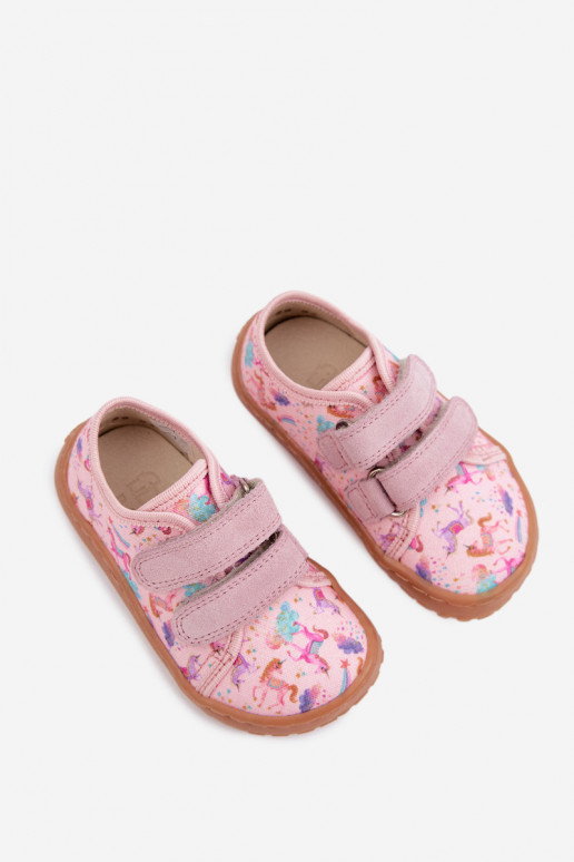 Zapatillas para niños rosas Barefoot Unicornios Froddo Canvas G1700440-26