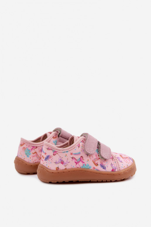 Zapatillas para niños rosas Barefoot Unicornios Froddo Canvas G1700440-26