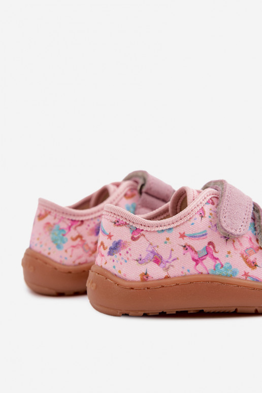 Zapatillas para niños rosas Barefoot Unicornios Froddo Canvas G1700440-26
