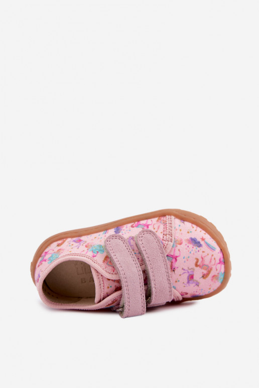 Zapatillas para niños rosas Barefoot Unicornios Froddo Canvas G1700440-26