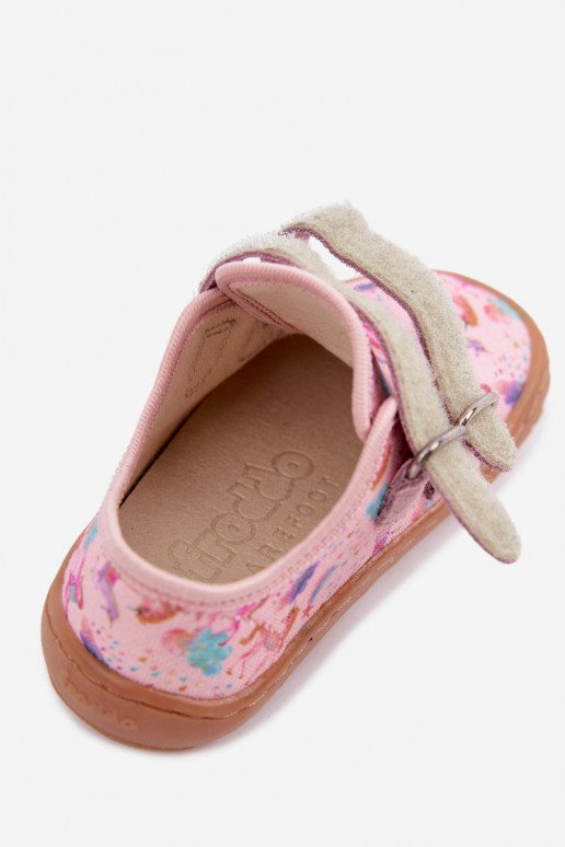 Zapatillas para niños rosas Barefoot Unicornios Froddo Canvas G1700440-26