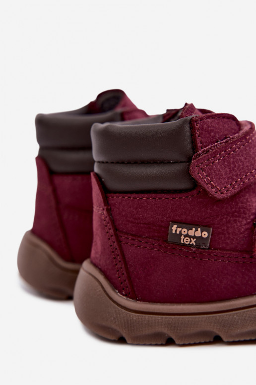 Zapatos de cuero para niños burdeos Barefoot Froddo G2110150-9