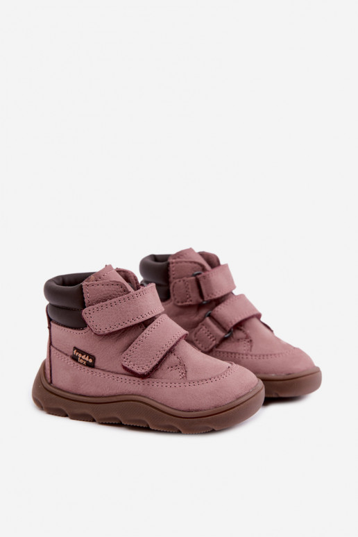 Zapatos de cuero para niños rosas Barefoot Froddo G2110150-5
