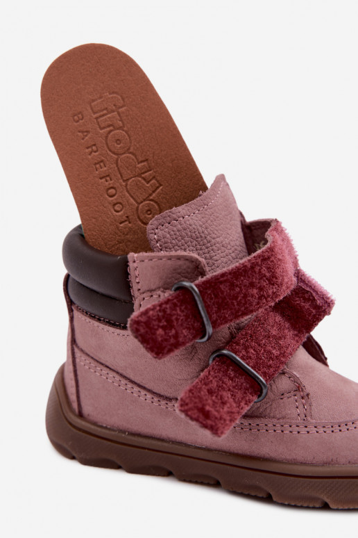 Zapatos de cuero para niños rosas Barefoot Froddo G2110150-5