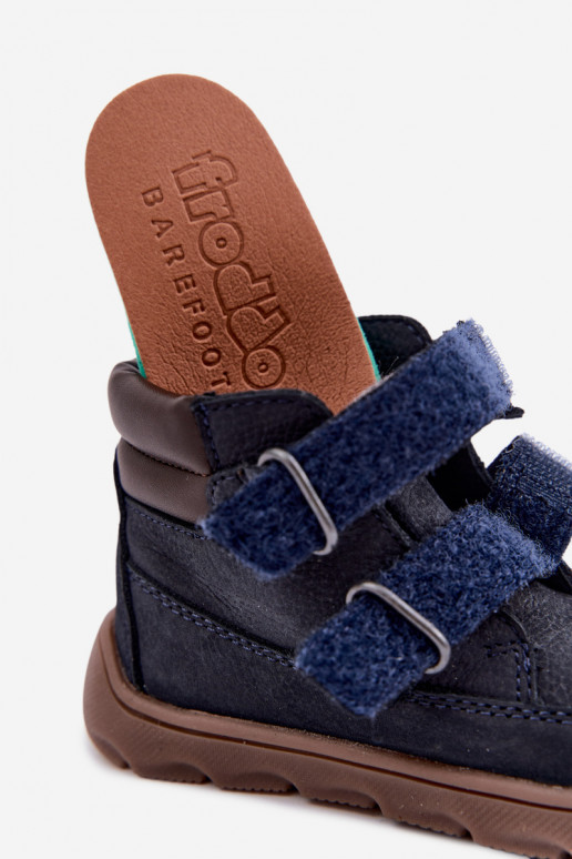 Zapatos de cuero para niños azul oscuro Barefoot Froddo G2110150
