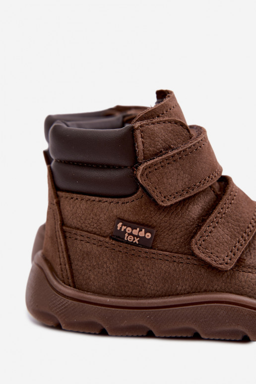 Zapatos de cuero para niños marrones Barefoot Froddo G2110150-13