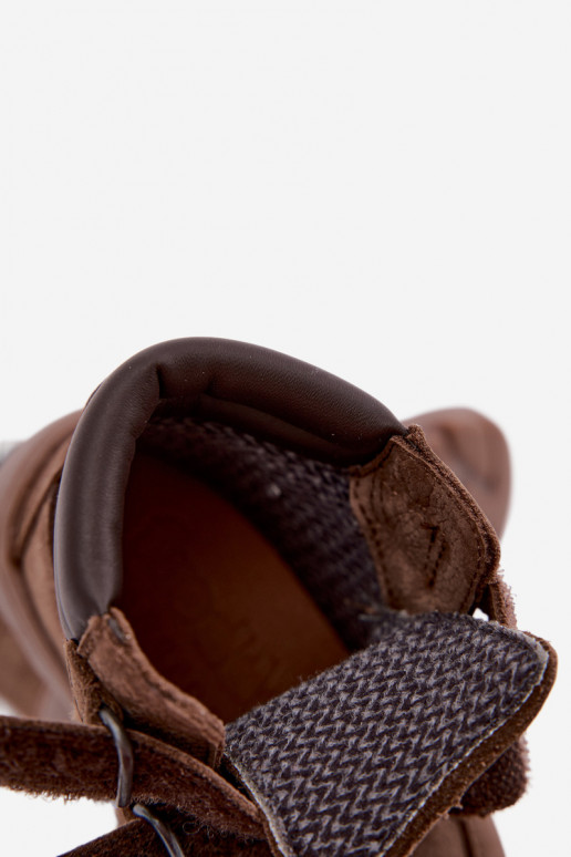 Zapatos de cuero para niños marrones Barefoot Froddo G2110150-13