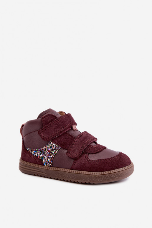 Zapatos de ante para niños burdeos Barefoot Froddo G2110157-4