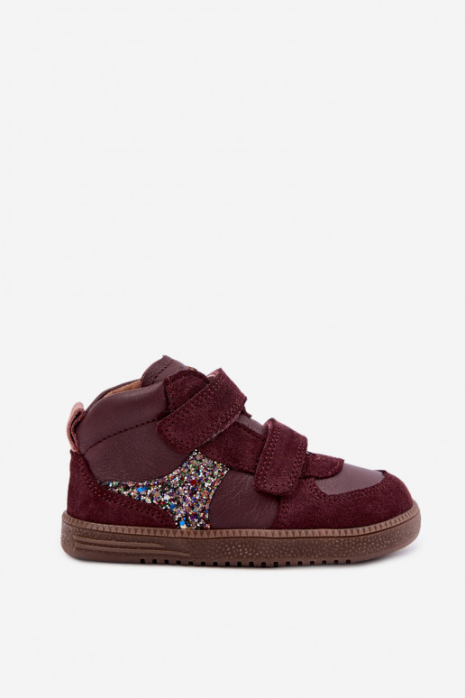 Zapatos de ante para niños burdeos Barefoot Froddo G2110157-4