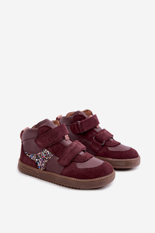 Zapatos de ante para niños burdeos Barefoot Froddo G2110157-4