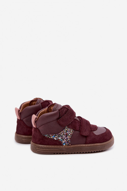 Zapatos de ante para niños burdeos Barefoot Froddo G2110157-4